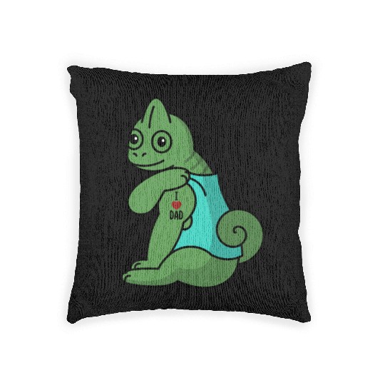 I Love Dad Chameleon Reptile Woven Pillows