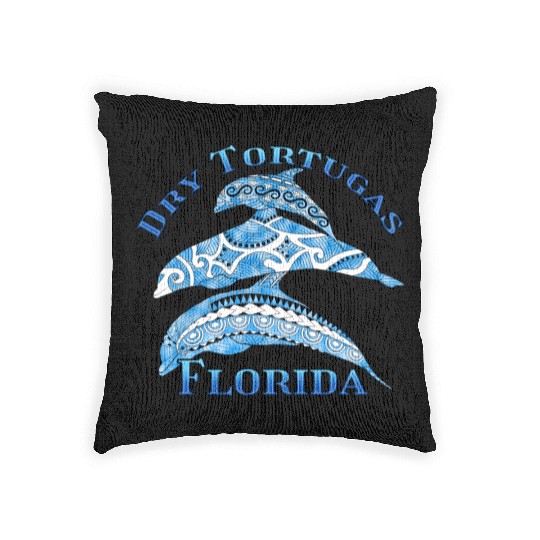 Dry Tortugas Florida Vacation Tribal Dolphins Woven Pillows
