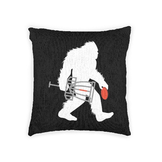 Bigfoot Disc Golf Cryptid Sasquatch Disc Golfer Woven Pillows