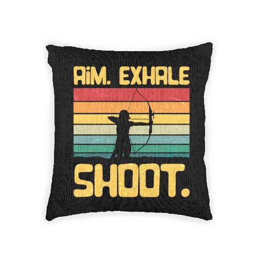 Archery Girl Aim Exhale Shoot Archer Retro Vintage Woven Pillows
