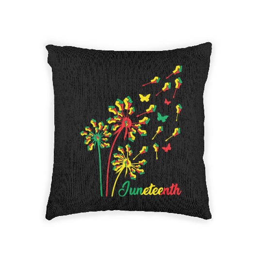 Dandelion Flower With Flying Fists Juneteenth Cele Woven Pillows