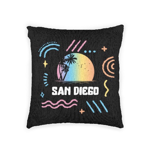 San Diego Florida Vacation Family Woven Pillows