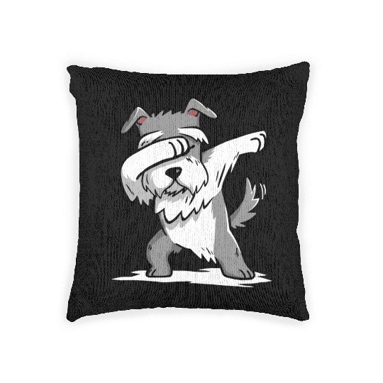 Funny Dabbing Schnauzer Dog Lover Woven Pillows