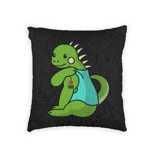I Love Dad Iguana Reptile Woven Pillows