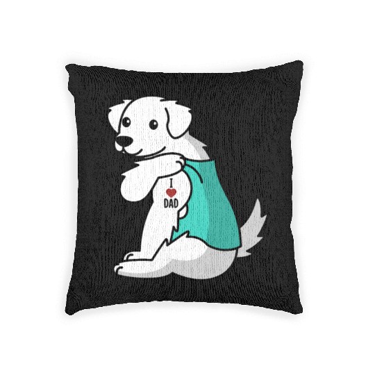 I Love Dad Great Pyrenees Woven Pillows