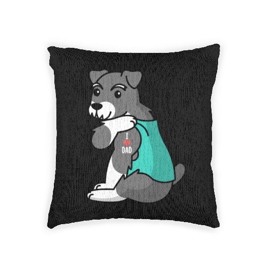 I Love Dad Schnauzer Woven Pillows
