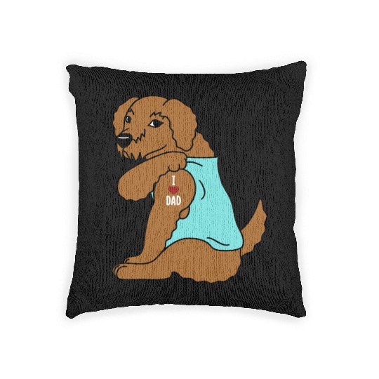 I Love Dad Goldendoodle Woven Pillows