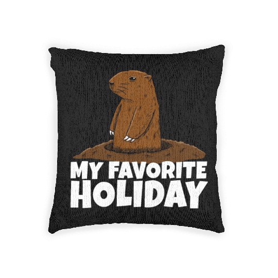 My Favourite Holiday Groundhog Woven Pillows