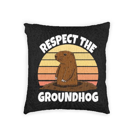 Respect The Groundhog Woven Pillows