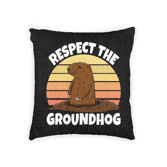 Respect The Groundhog Woven Pillows