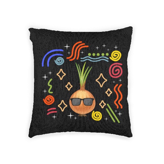 Onion Vegetable Woven Pillows, Onion Wearing Sunglasses
