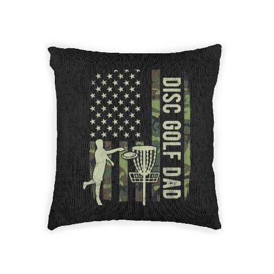 Disc Golf Dad Camouflage American Flag Fathers Day Woven Pillows