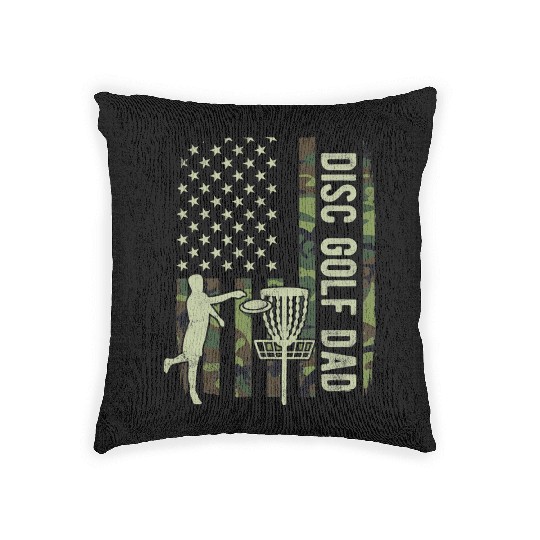 Disc Golf Dad Camouflage American Flag Fathers Day Woven Pillows