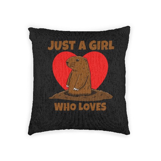 Just A Girl Who Loves Groundhog Woven Pillows