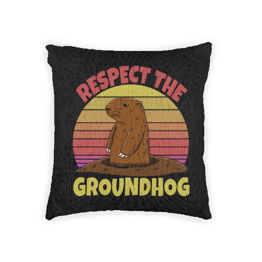 Respect The Groundhog Woven Pillows