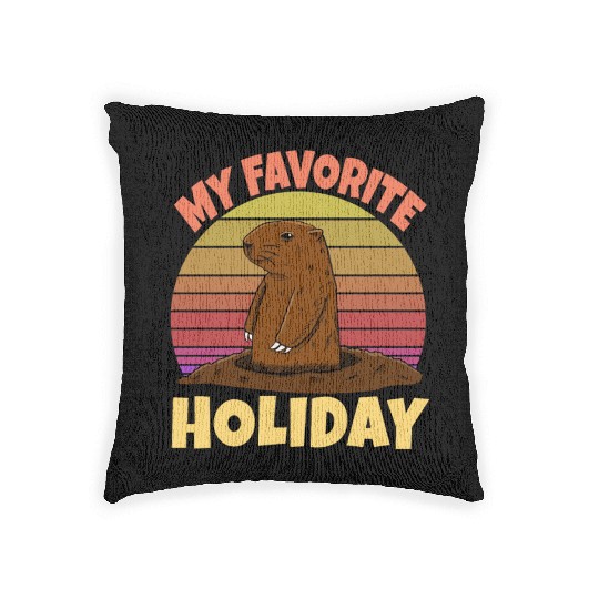 My Favourite Holiday Groundhog Woven Pillows
