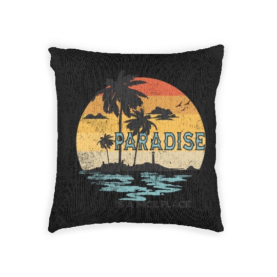 Paradise Is A Nice Place Summer Beach Vintage Woven Pillows