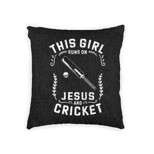 Christian This Girl Runs On Jesus And Cricket Woven Pillows
