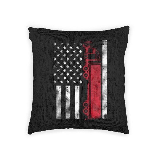 US American Flag Semi Truck Driver 18 Wheeler Woven Pillows
