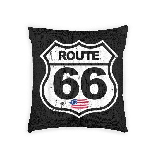 Vintage Route 66 retro style Woven Pillows