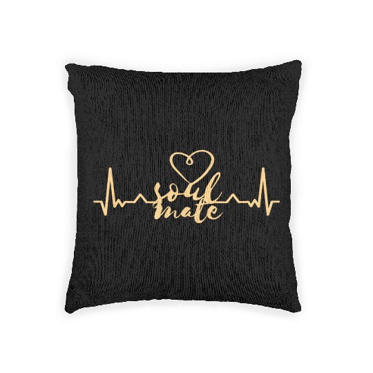 Soulmate Valentinsday heartbeat Woven Pillows