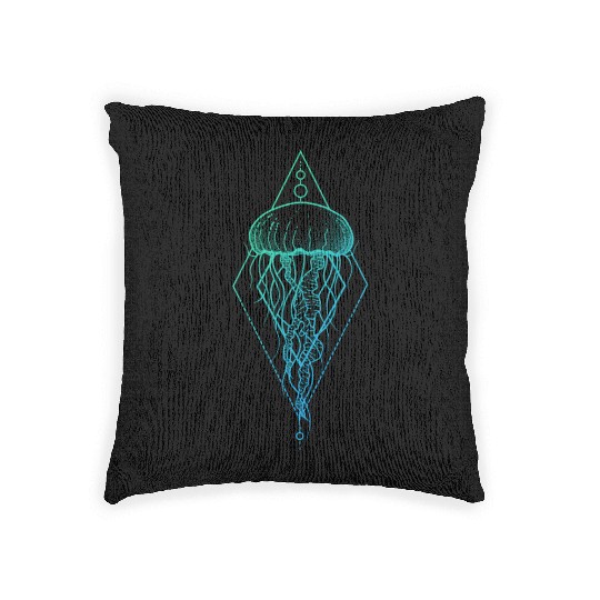 Colorful JellyFish Illustration Design Woven Pillows