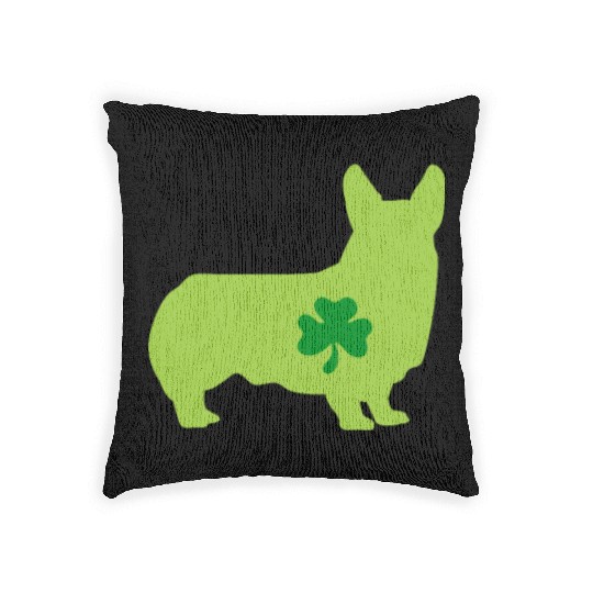 Corgi St. Patrick's Day Woven Pillows