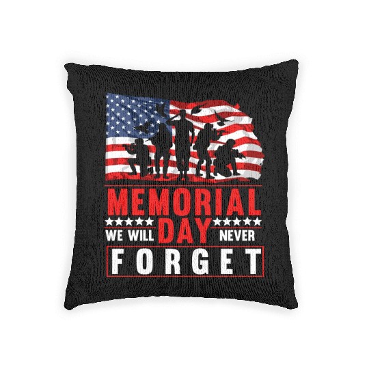 Memorial Day American Flag Soldiers Patriotic US Woven Pillows