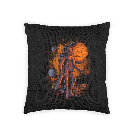 Lion astronauts in space Woven Pillows