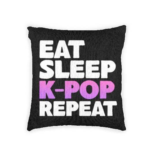 Eat Sleep K-Pop Repeat Woven Pillows