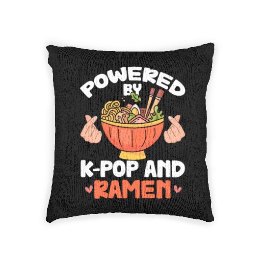 Powered By K-Pop and Ramen Woven Pillows