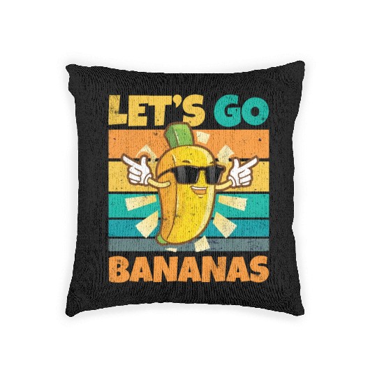 Vintage Let's Bananas Funny Banana Woven Pillows