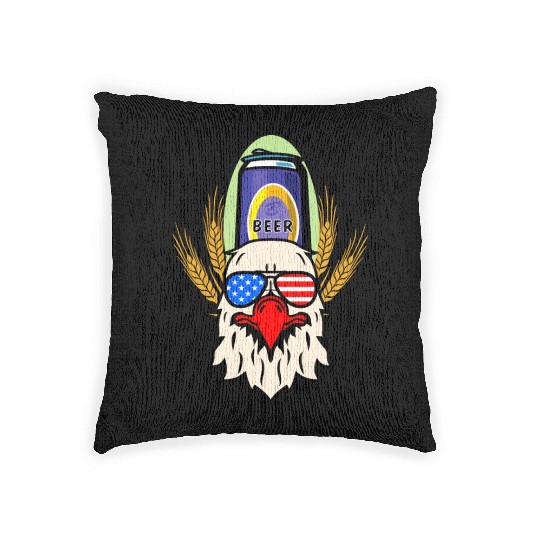 funny patriotic mullet beer 4th of july summer Woven Pillows