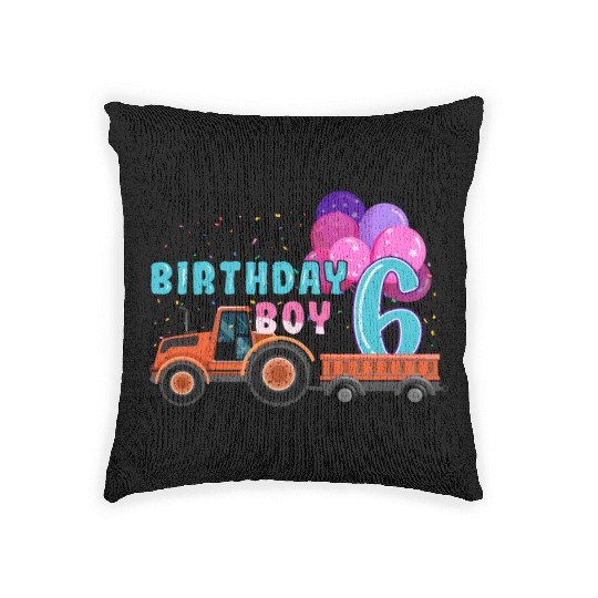 Birth Born Age 6 Year Old Boy Ranch Farm Tractor Woven Pillows