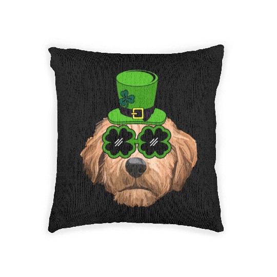 Irish Goldendoodle Doodle Dog St Patrick's Day Woven Pillows
