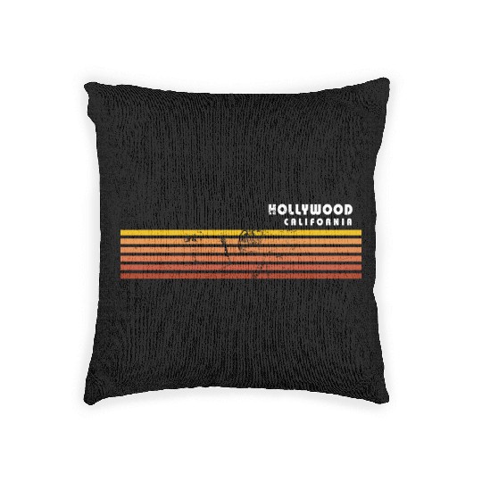 Retro Hollywood California Vintage Vacation Woven Pillows