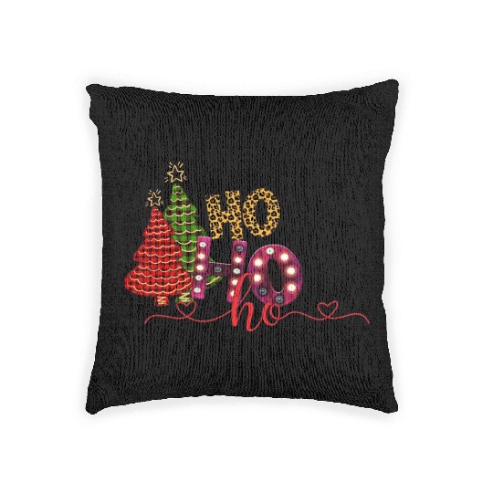 Ho Ho Ho snow tree Woven Pillows