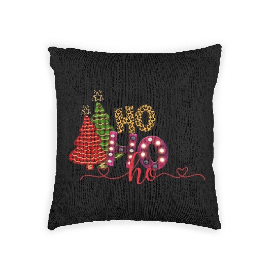 Ho Ho Ho snow tree Woven Pillows