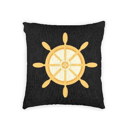 Ship's Wheel, nautical star & cardinal points Woven Pillows