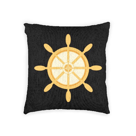 Ship's Wheel, nautical star & cardinal points Woven Pillows