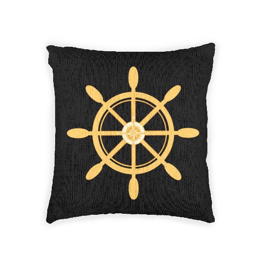 Ship's Wheel, nautical star & cardinal directions Woven Pillows