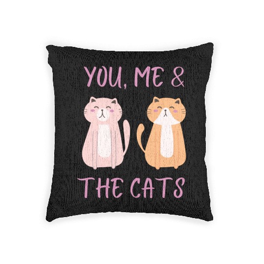ask me about my cat funny cat Woven Pillows