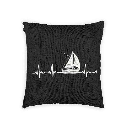 Womens Sailing Heartbeat Funny Boat Boating Sailor Woven Pillows