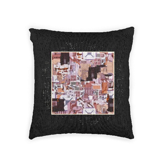 Brown Stylized Motherboard Woven Pillows