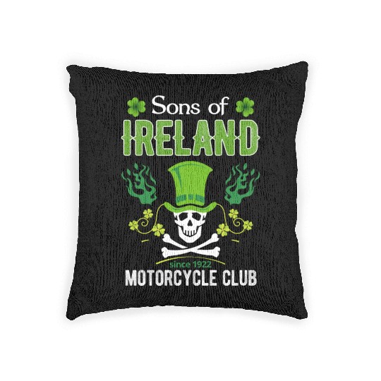 Ireland Motorcycle Club Irish Biker Woven Pillows