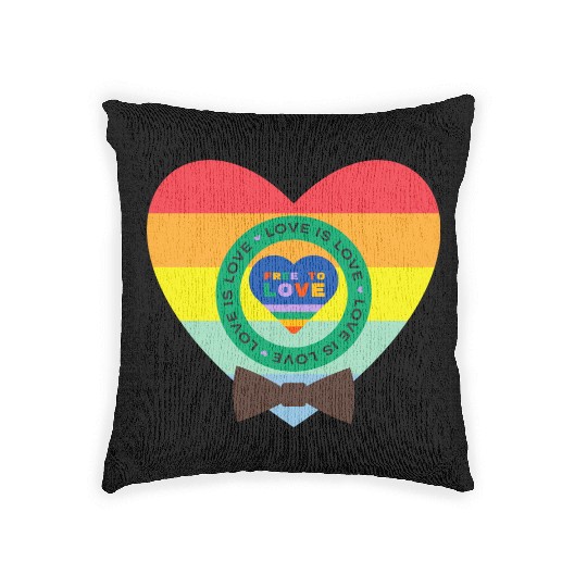 Happy pride love is love Woven Pillows
