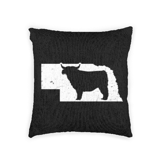 Highland Cow Patriotic Nebraska 4th July Woven Pillows