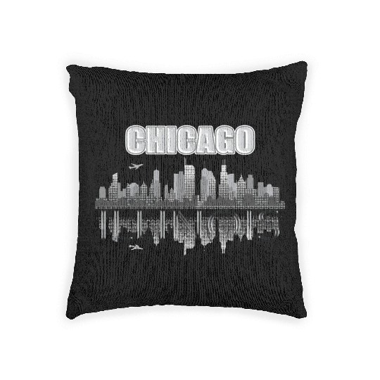 Chicago Skyline Usa Urban City Woven Pillows