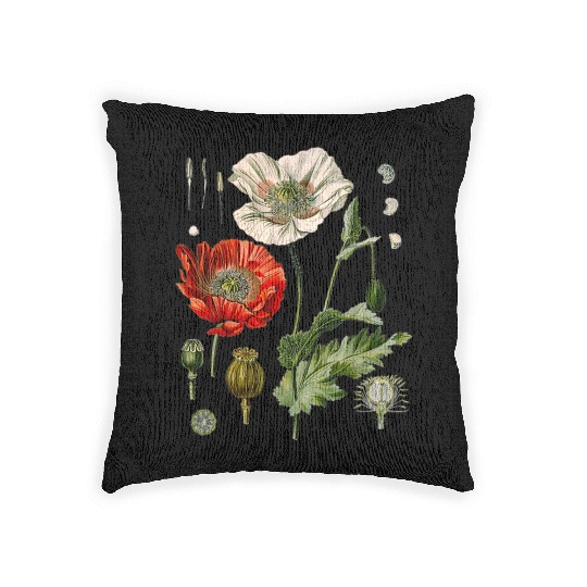 Red Poppy flower Botanical Poppies Red Poppy Woven Pillows