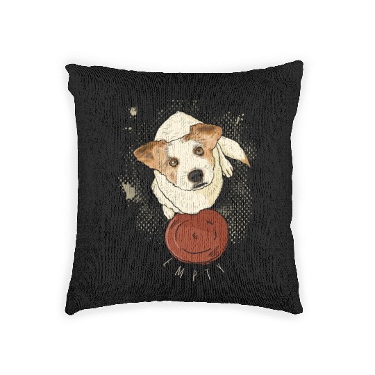 dog waiting pizza Woven Pillows